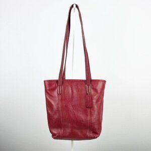 Coach Vintage Legacy Lipstick Red Leather Tall Shopper Shoulder Tote Bag 9077